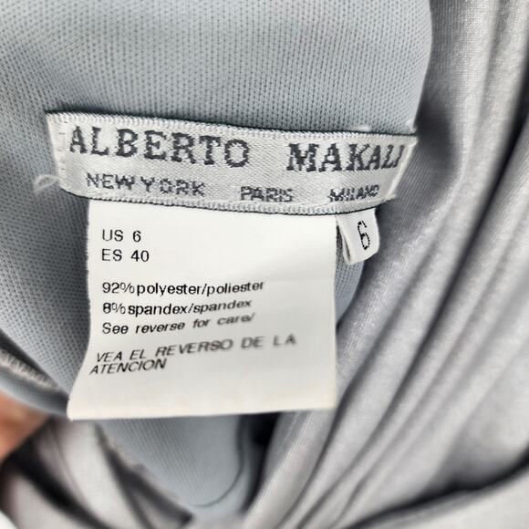 Alberto Makali Silver V-Neck Open Back Floor Length Sleeveless Dress Size 6 - Picture 4 of 5